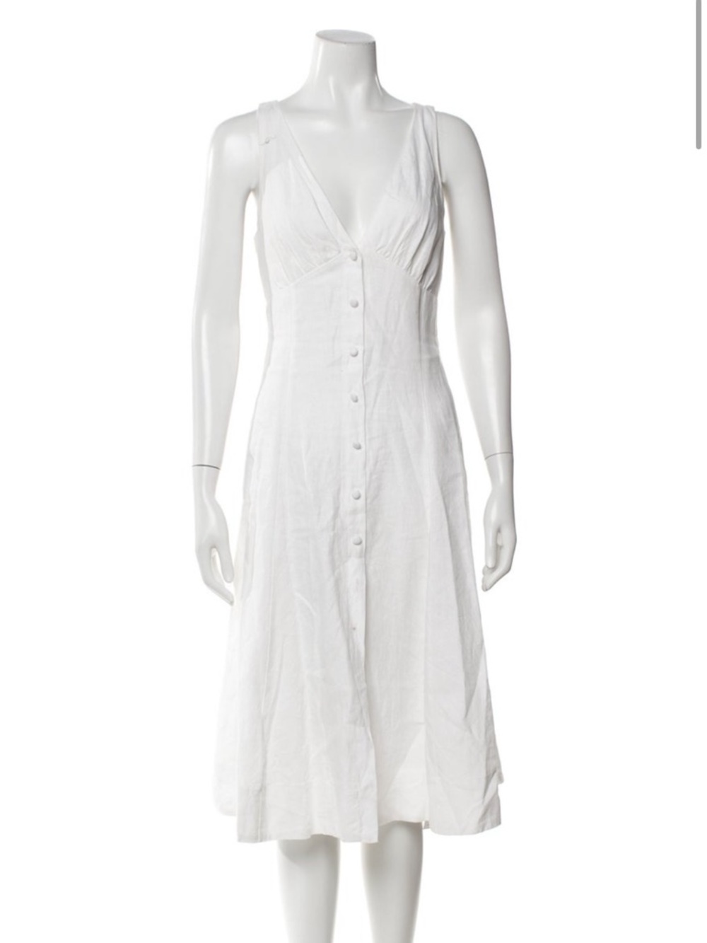 Reformation White Button Down Linen Midi Dress